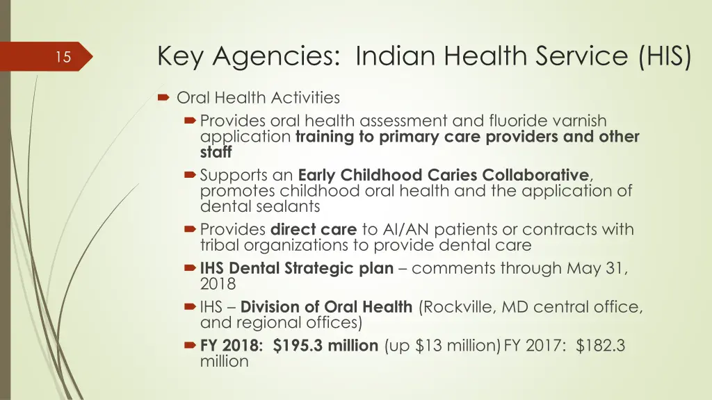 key agencies indian health service his