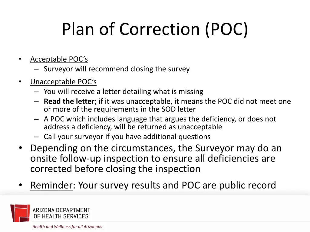 plan of correction poc 3