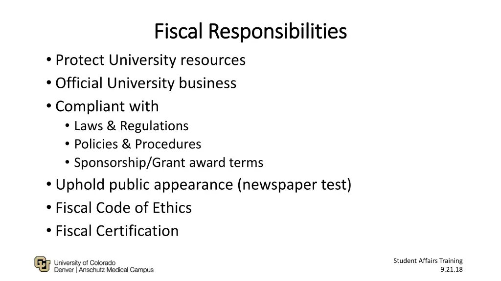 fiscal responsibilities fiscal responsibilities