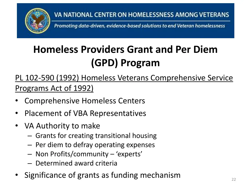 homeless providers grant and per diem gpd program