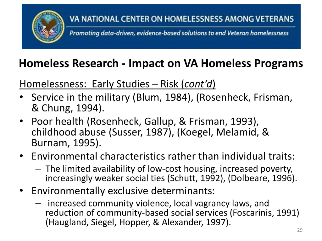 homeless research impact on va homeless programs 2