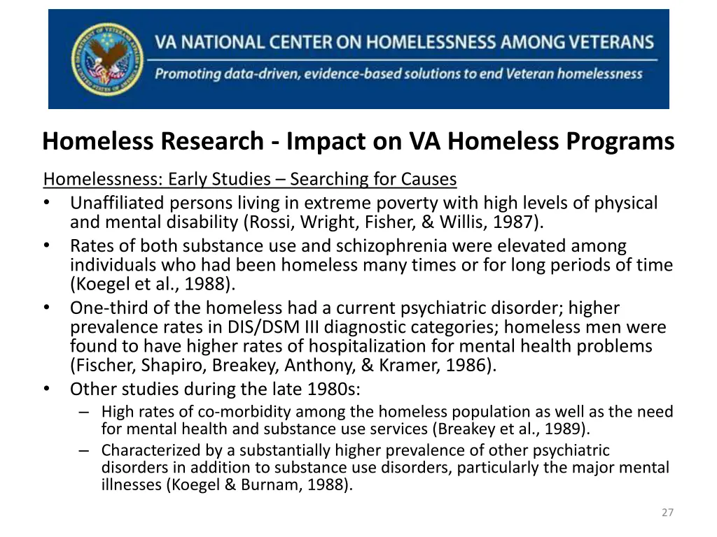 homeless research impact on va homeless programs