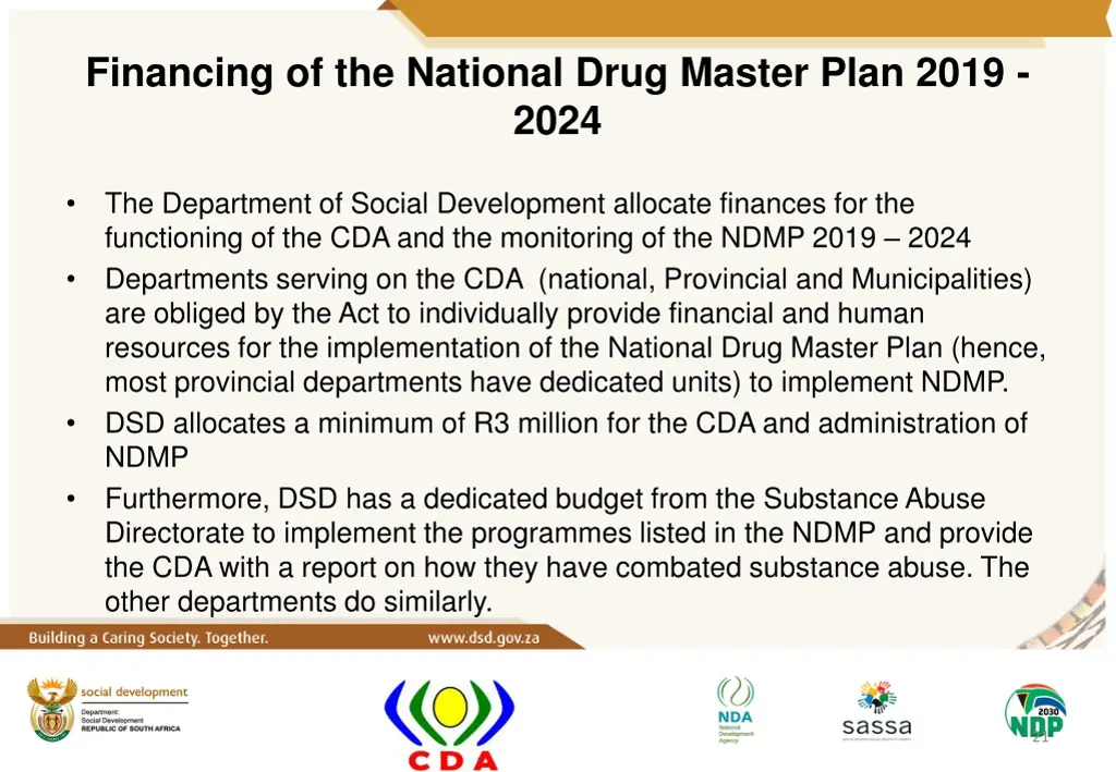 financing of the national drug master plan 2019