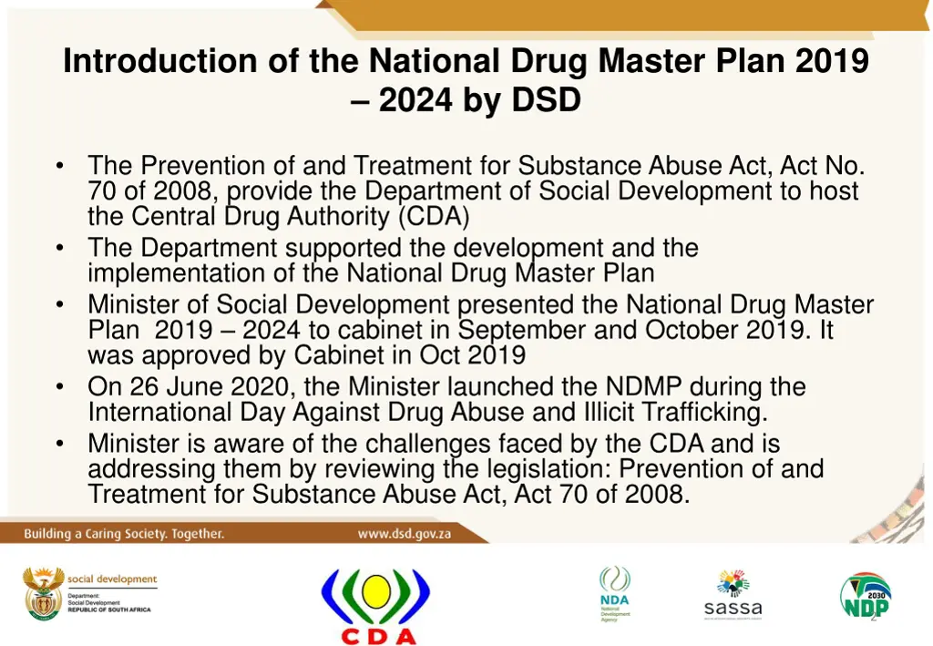 introduction of the national drug master plan