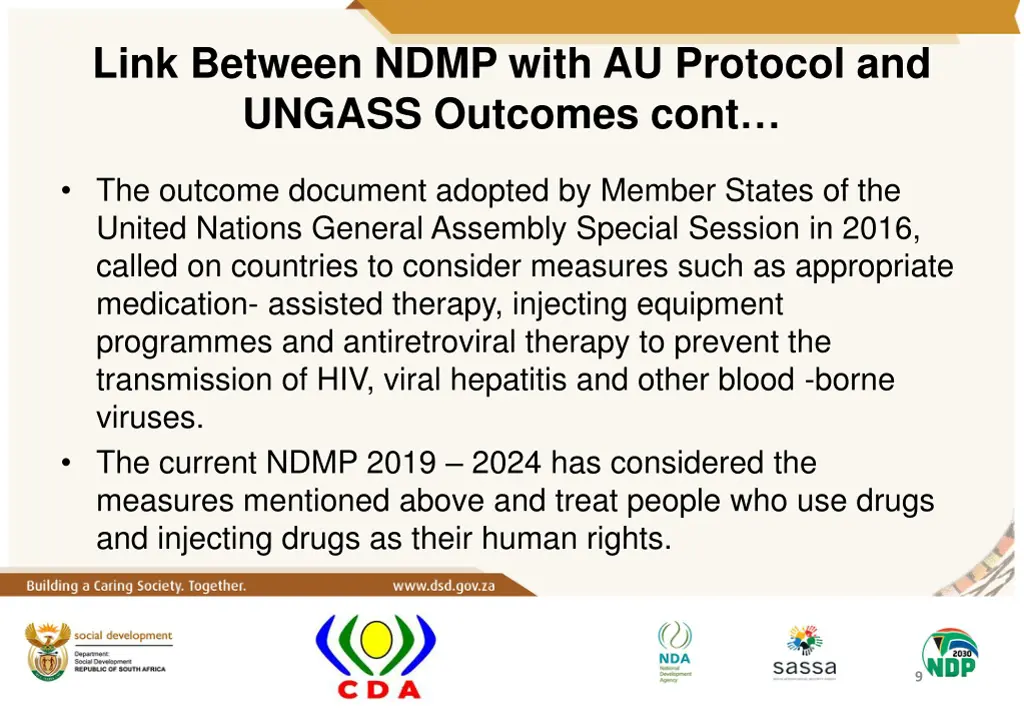 link between ndmp with au protocol and ungass 1