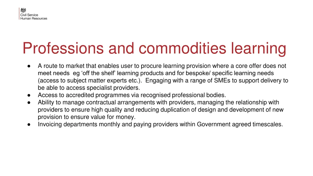 professions and commodities learning