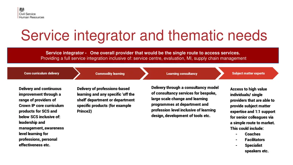 service integrator and thematic needs