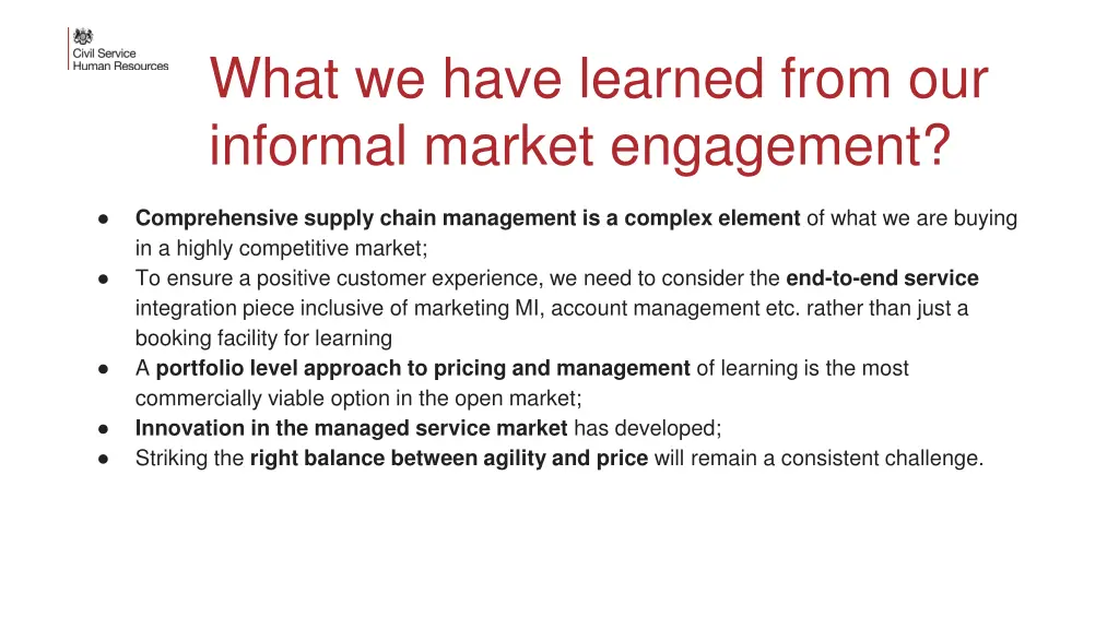 what we have learned from our informal market 1