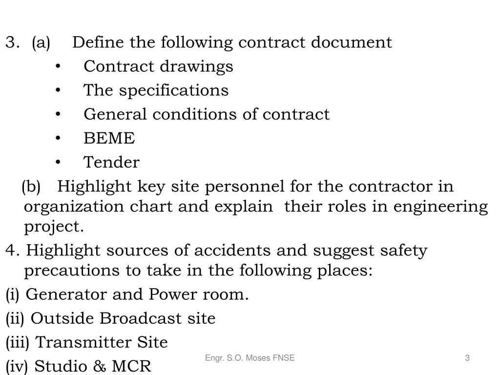 3 a define the following contract document