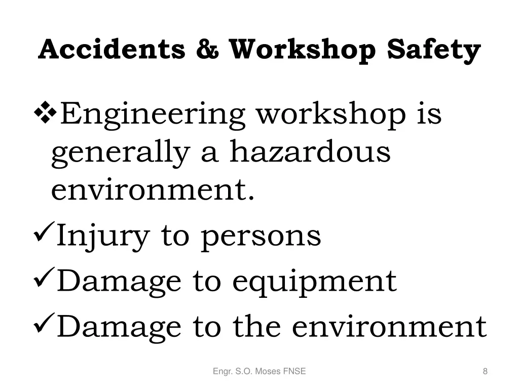 accidents workshop safety