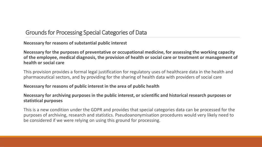 grounds for processing special categories of data 1