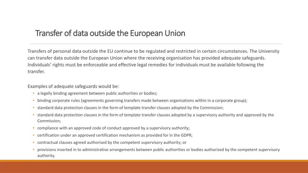 transfer of data outside the european union