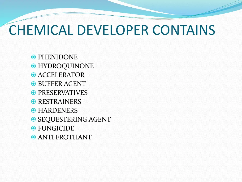 chemical developer contains