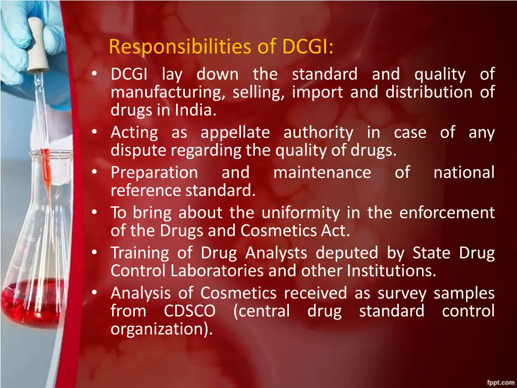 responsibilities of dcgi dcgi lay down