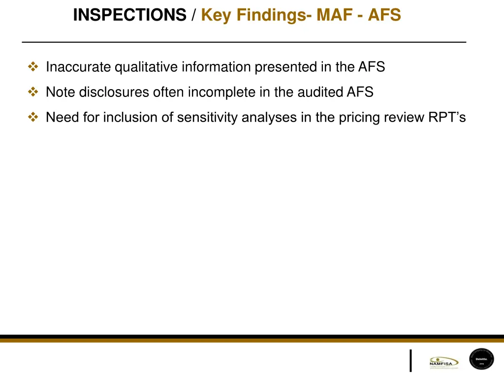 inspections key findings maf afs