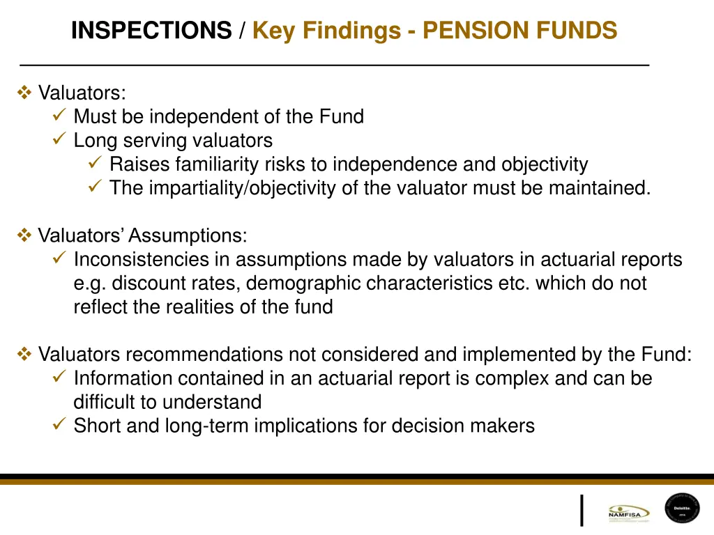 inspections key findings pension funds 1