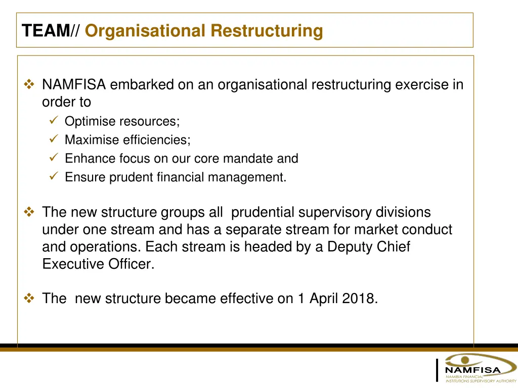 team organisational restructuring