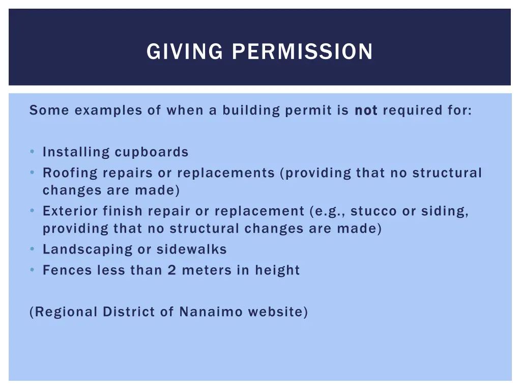 giving permission 8