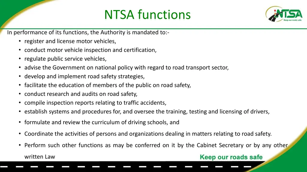 ntsa functions