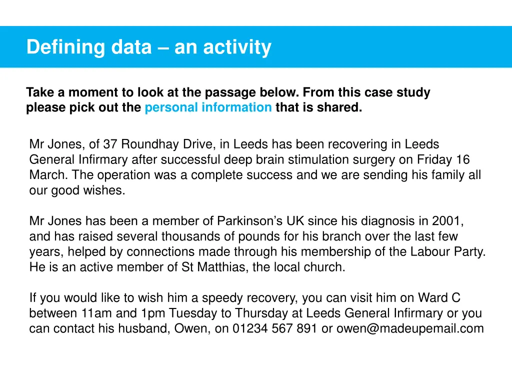 defining data an activity 1