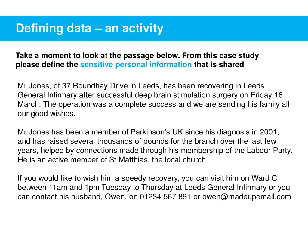 defining data an activity 3