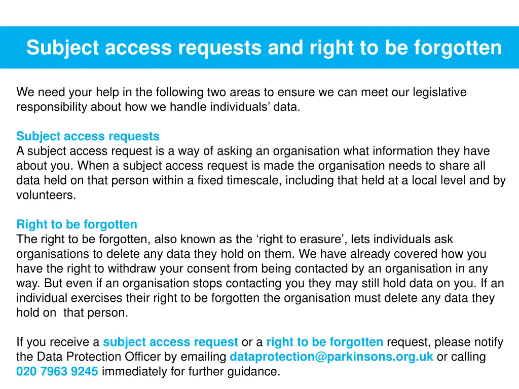 subject access requests and right to be forgotten