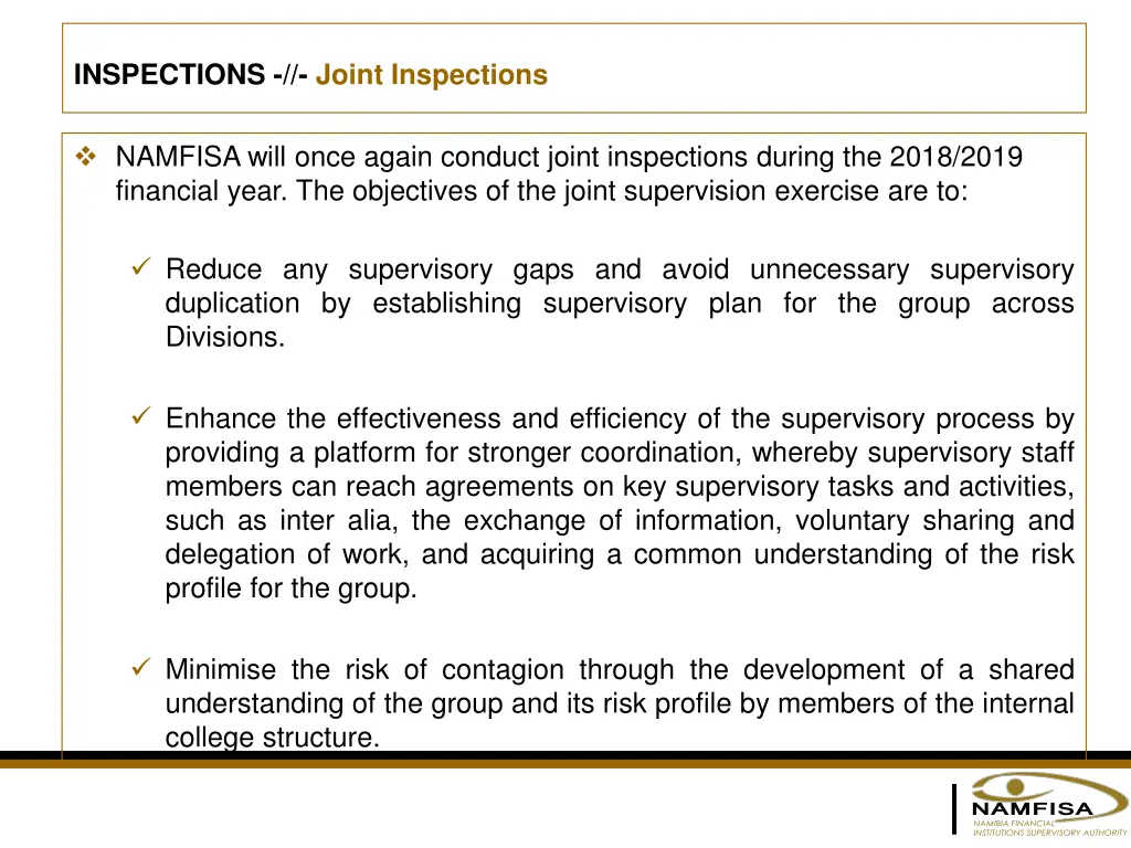 inspections joint inspections