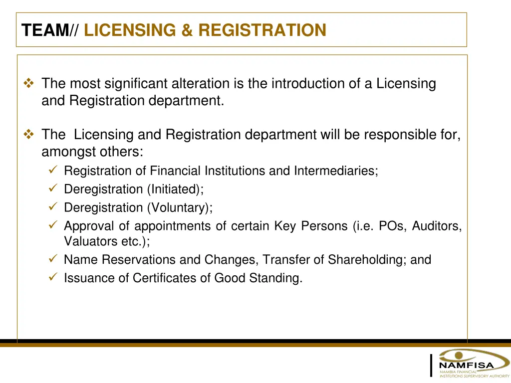 team licensing registration