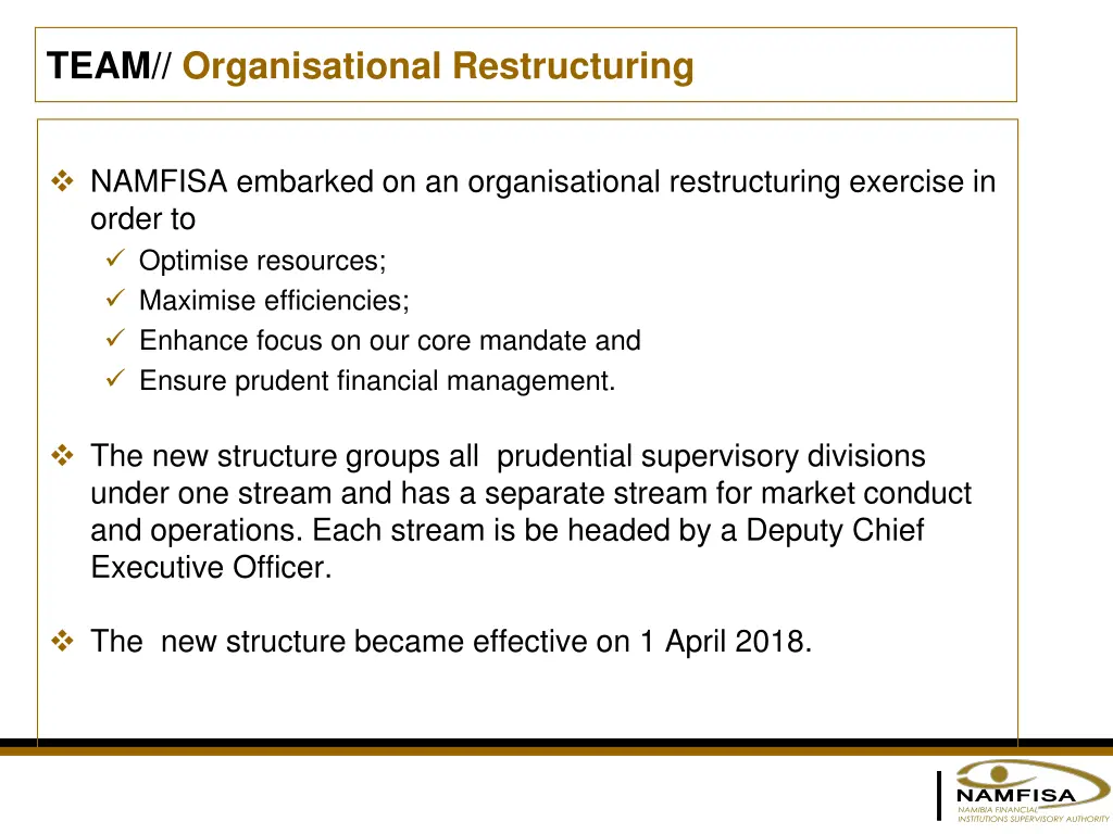 team organisational restructuring