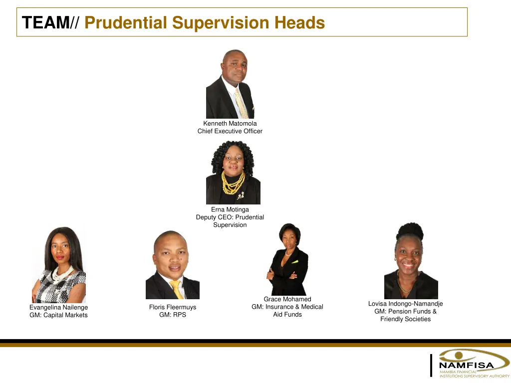 team prudential supervision heads