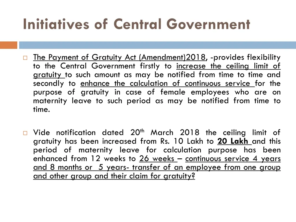 initiatives of central government 2