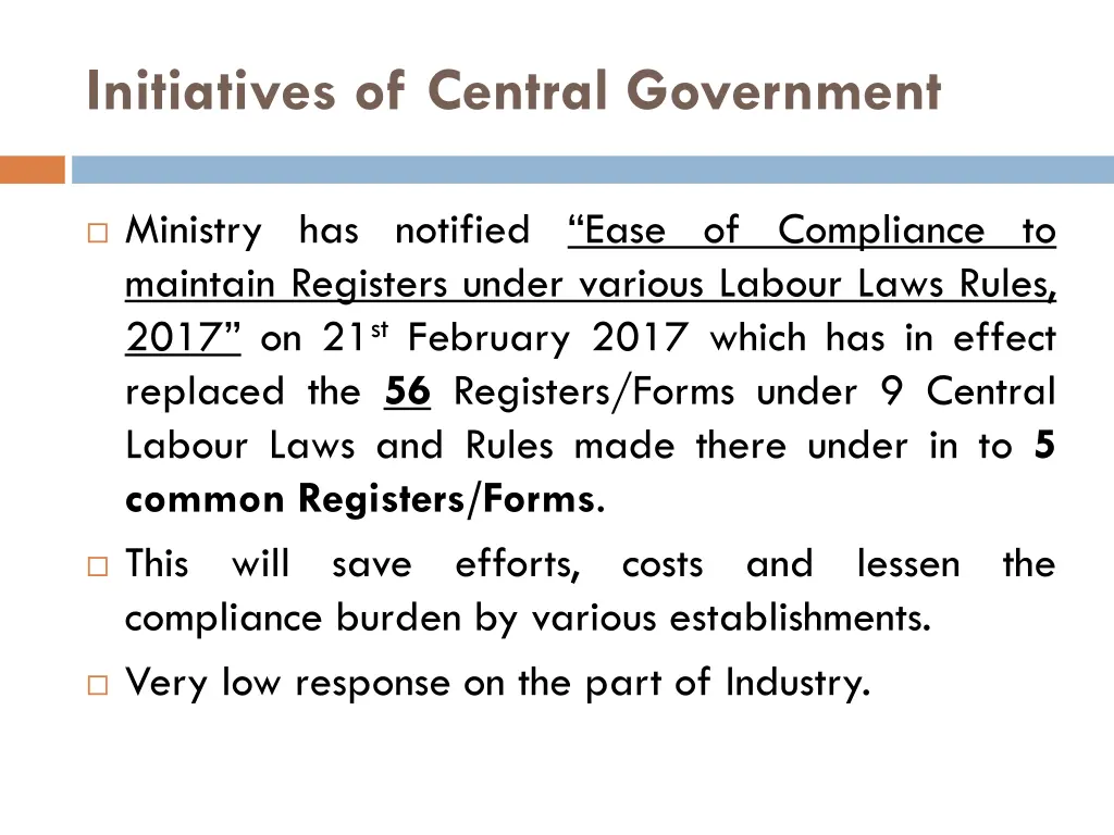 initiatives of central government 3