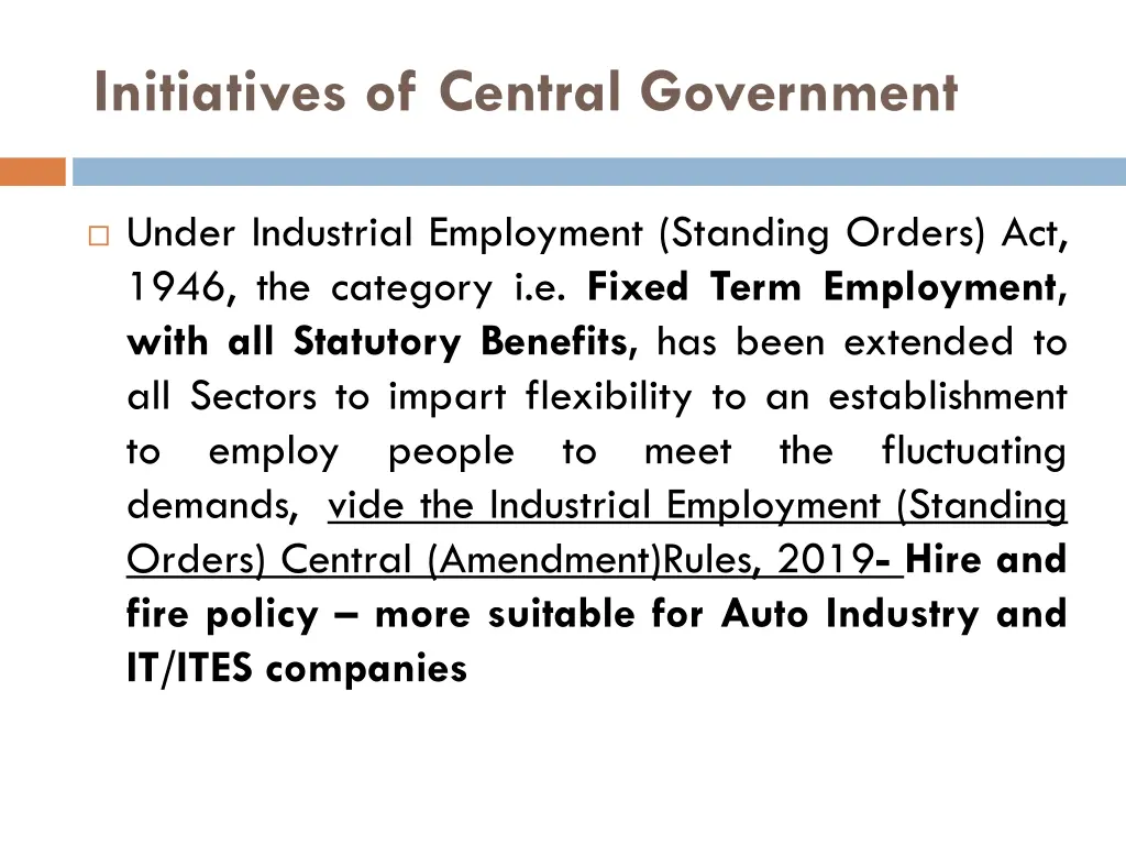 initiatives of central government 5