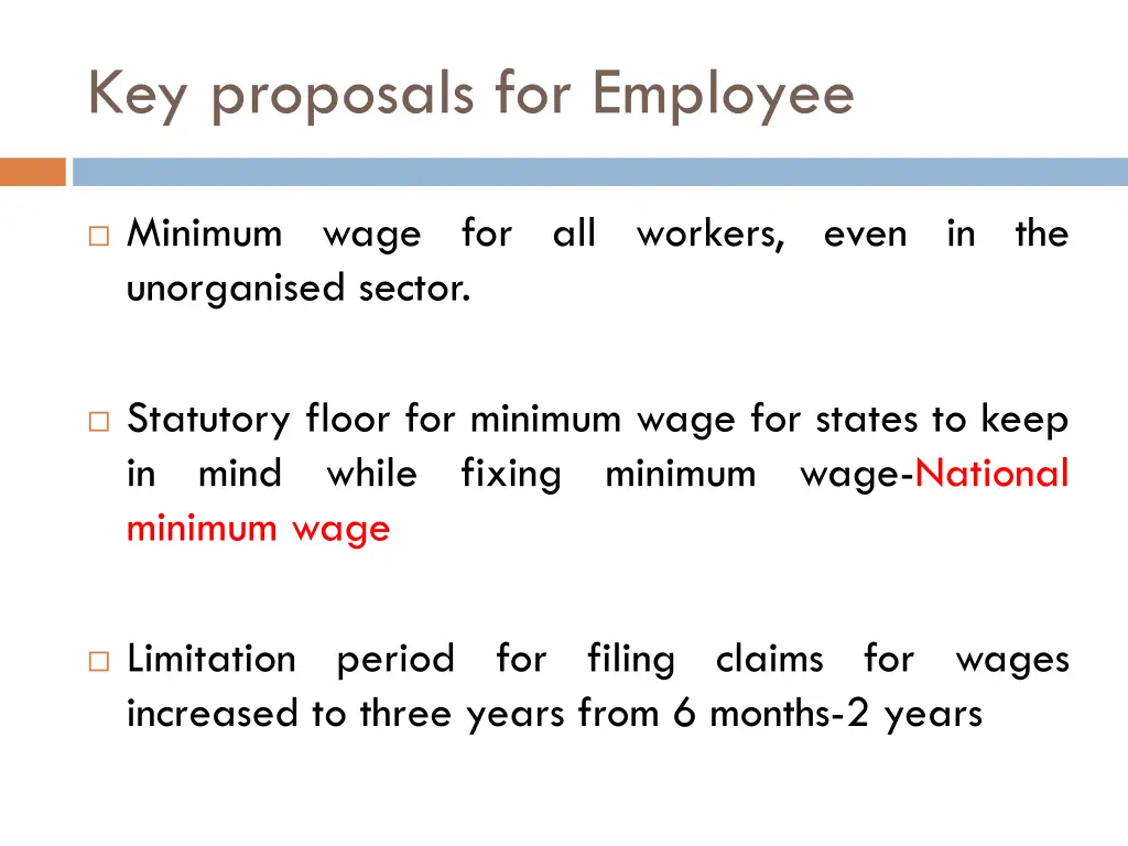 key proposals for employee