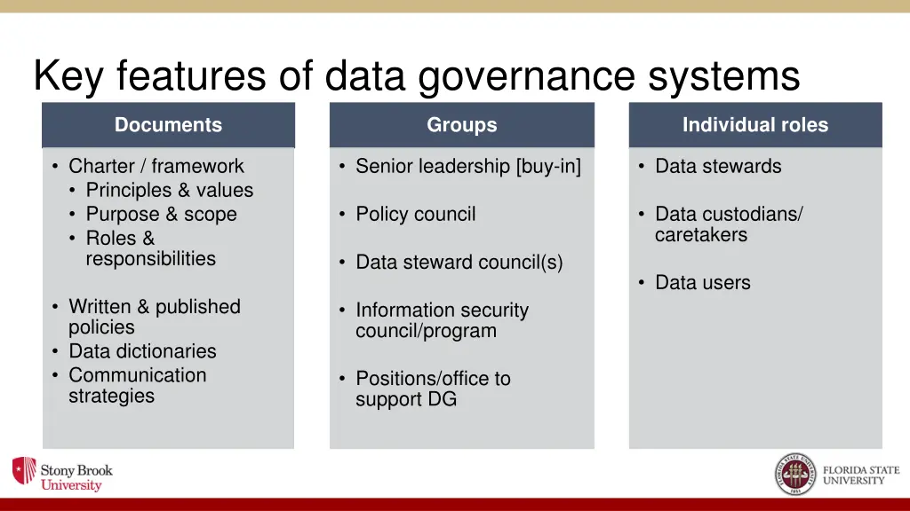 key features of data governance systems