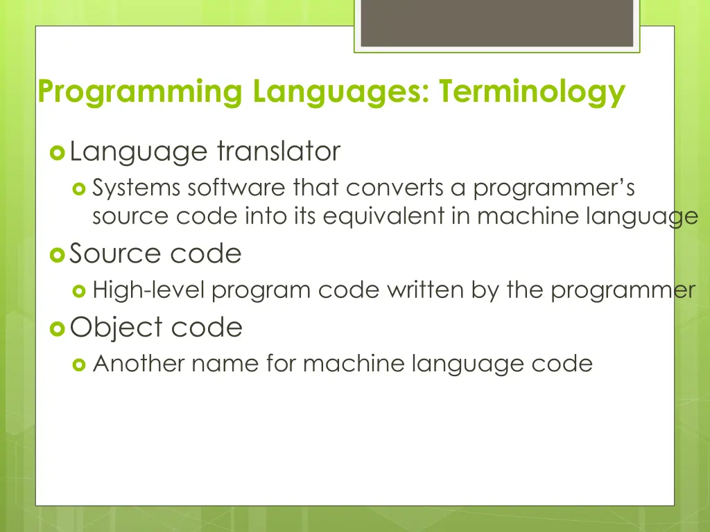 programming languages terminology