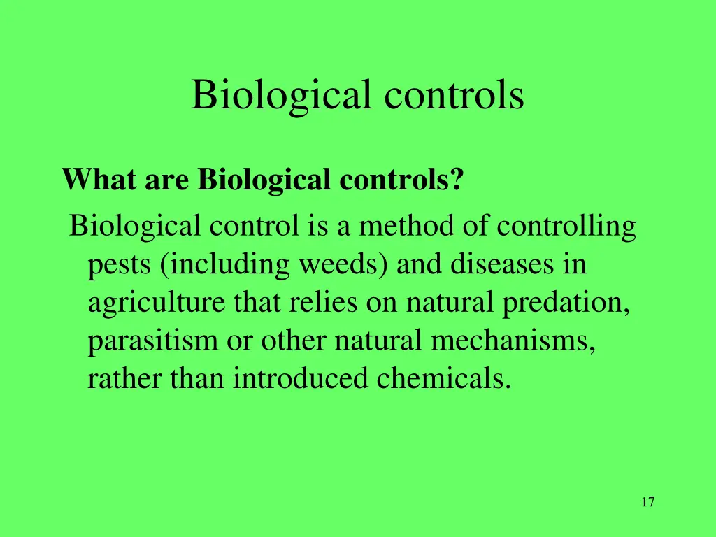 biological controls