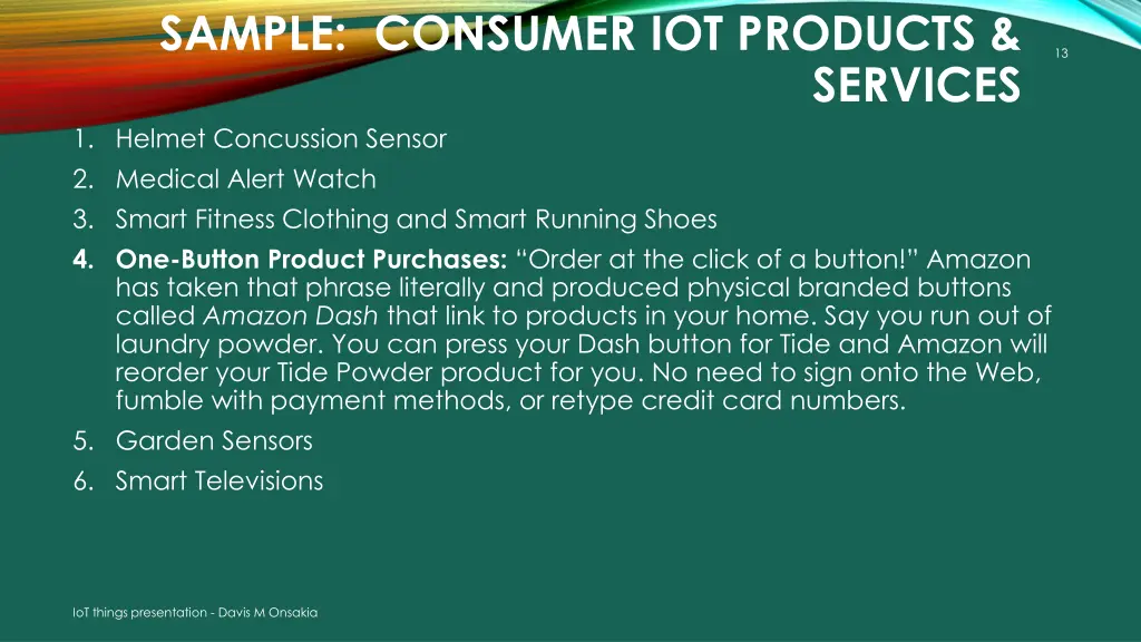 sample consumer iot products