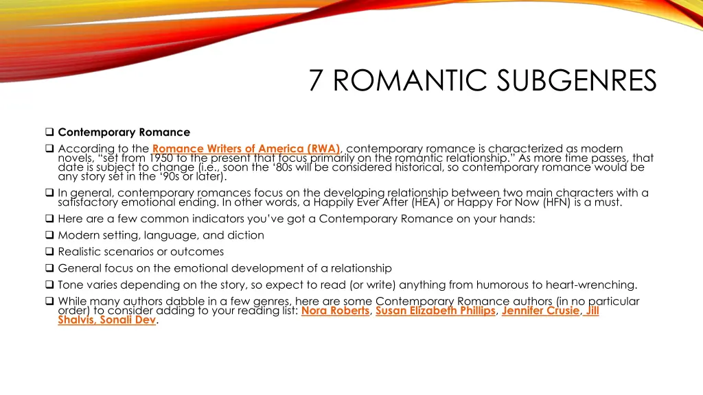 7 romantic subgenres