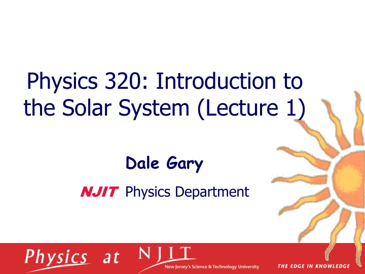 physics 320 introduction to the solar system