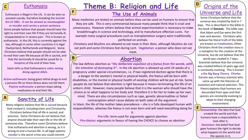 theme b religion and life the use of animals many