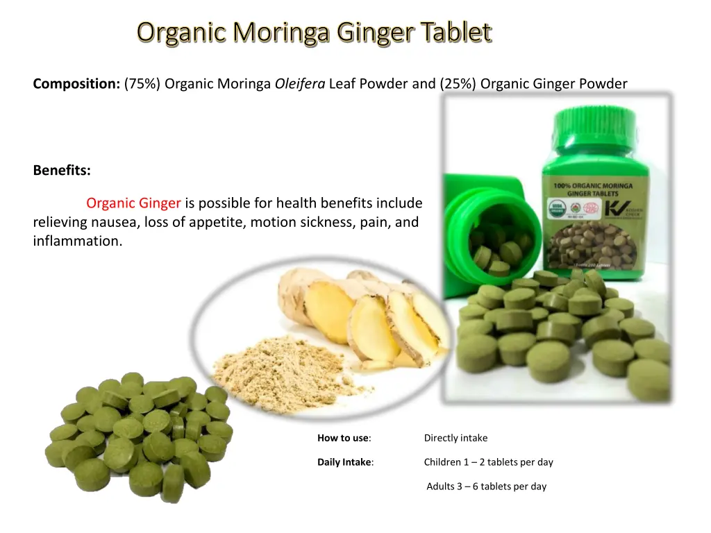 organic moringa ginger tablet organic moringa