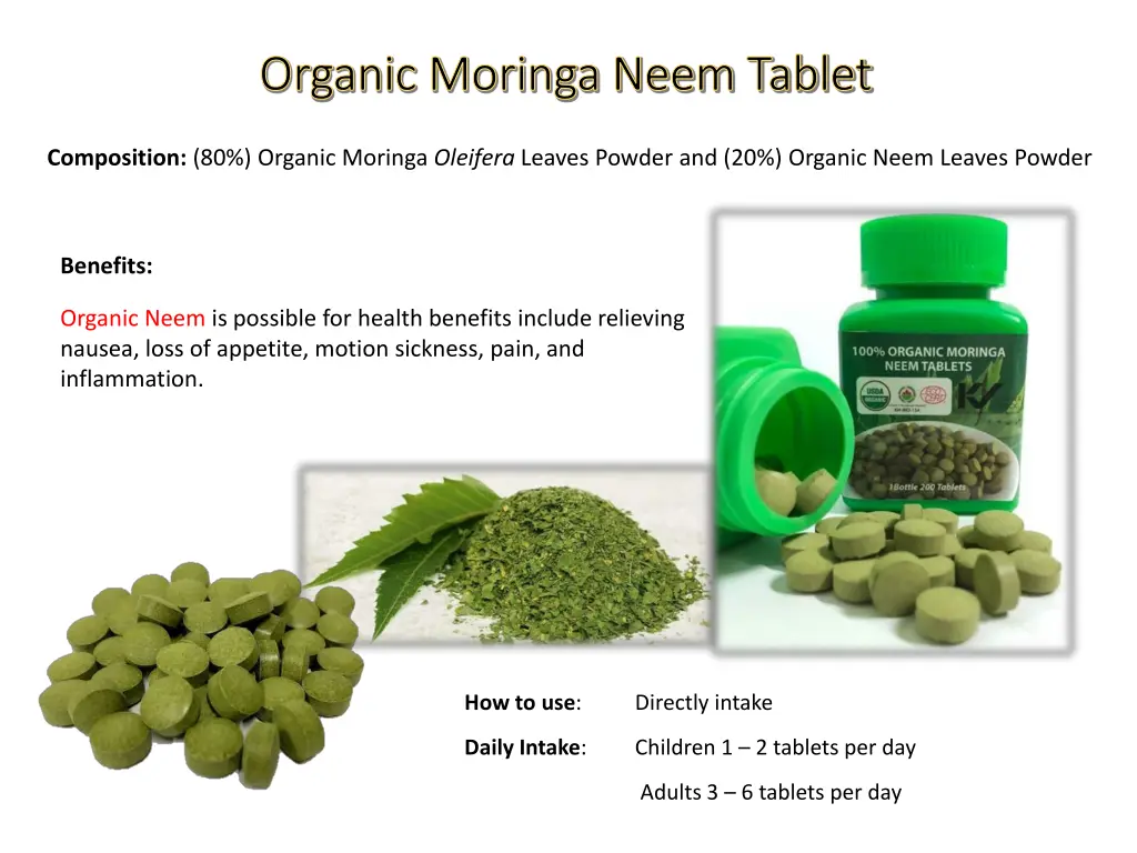 organic moringa neem tablet organic moringa neem