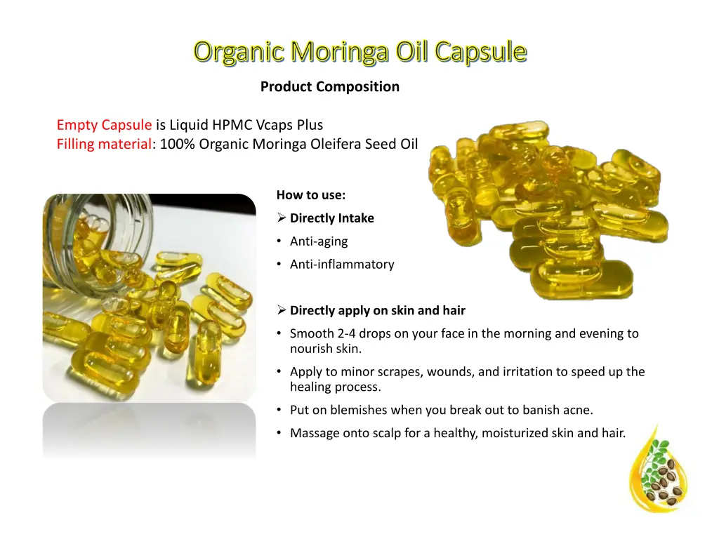 organic moringa oil capsule organic moringa