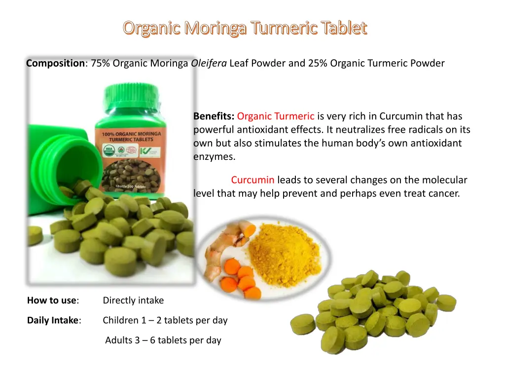 organic moringa turmeric tablet organic moringa