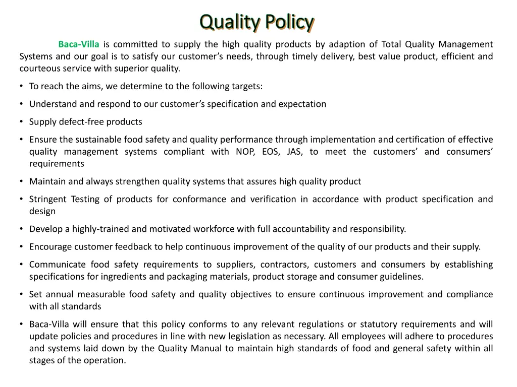 quality policy quality policy