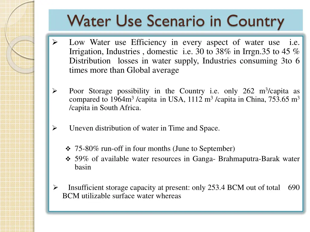 water use scenario in country