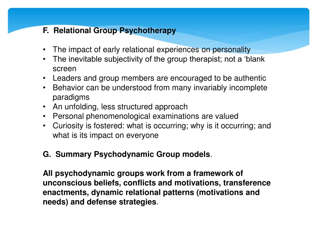 f relational group psychotherapy