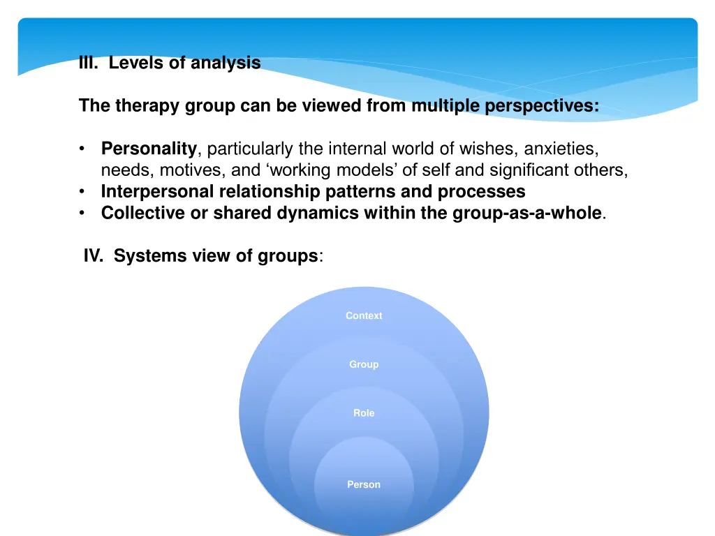 iii levels of analysis