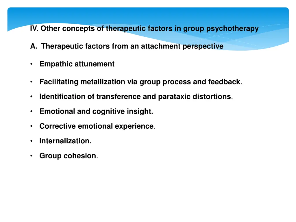 iv other concepts of therapeutic factors in group